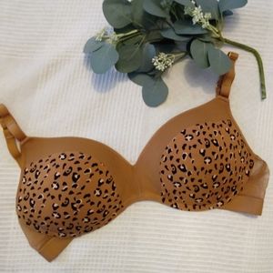 No-Wire Lively Push-up Bra Latte Leopard Print